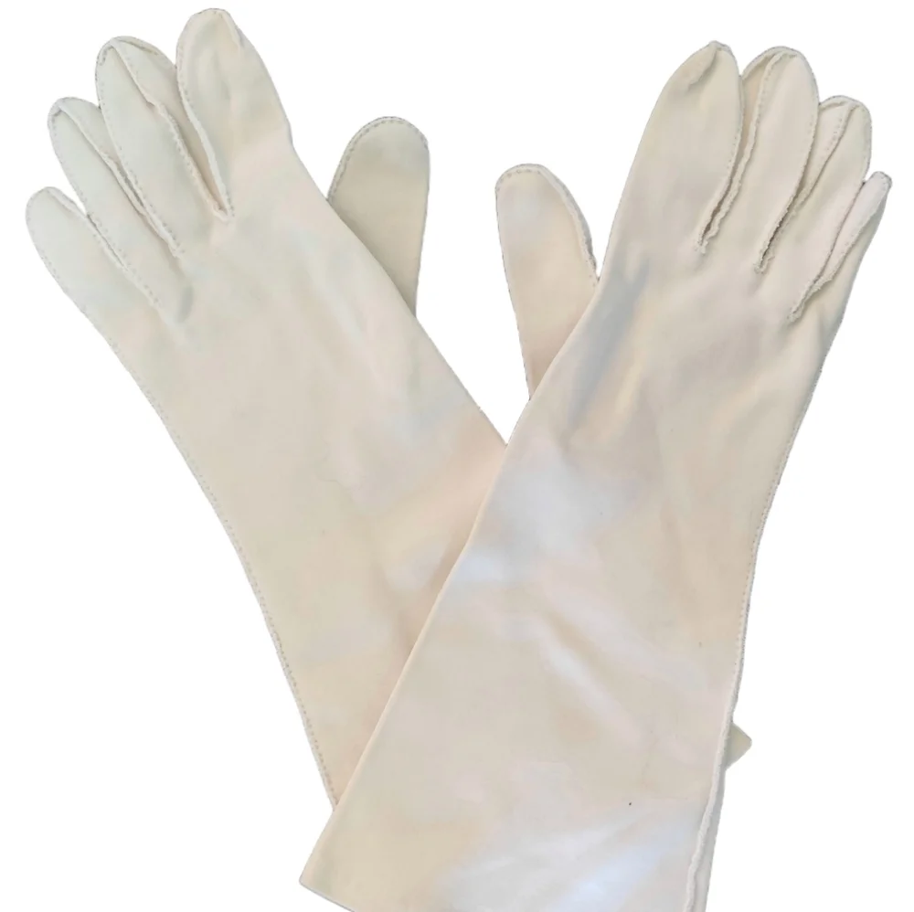VINTAGE Long Cream Gloves Large Retro Formal Off White Costume